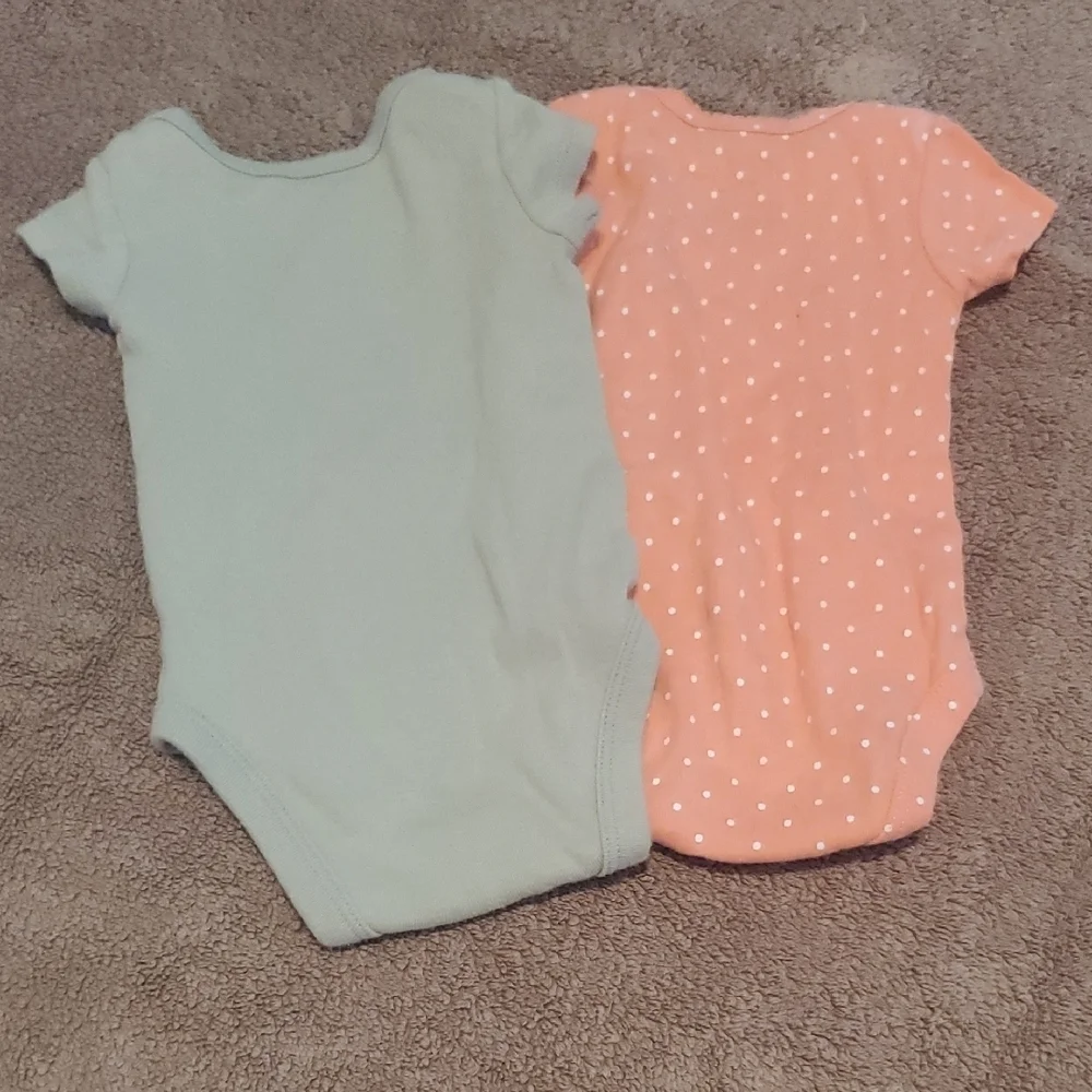 Carter's Vibrant Orange and Green Bodysuits Soft Cotton One Pieces